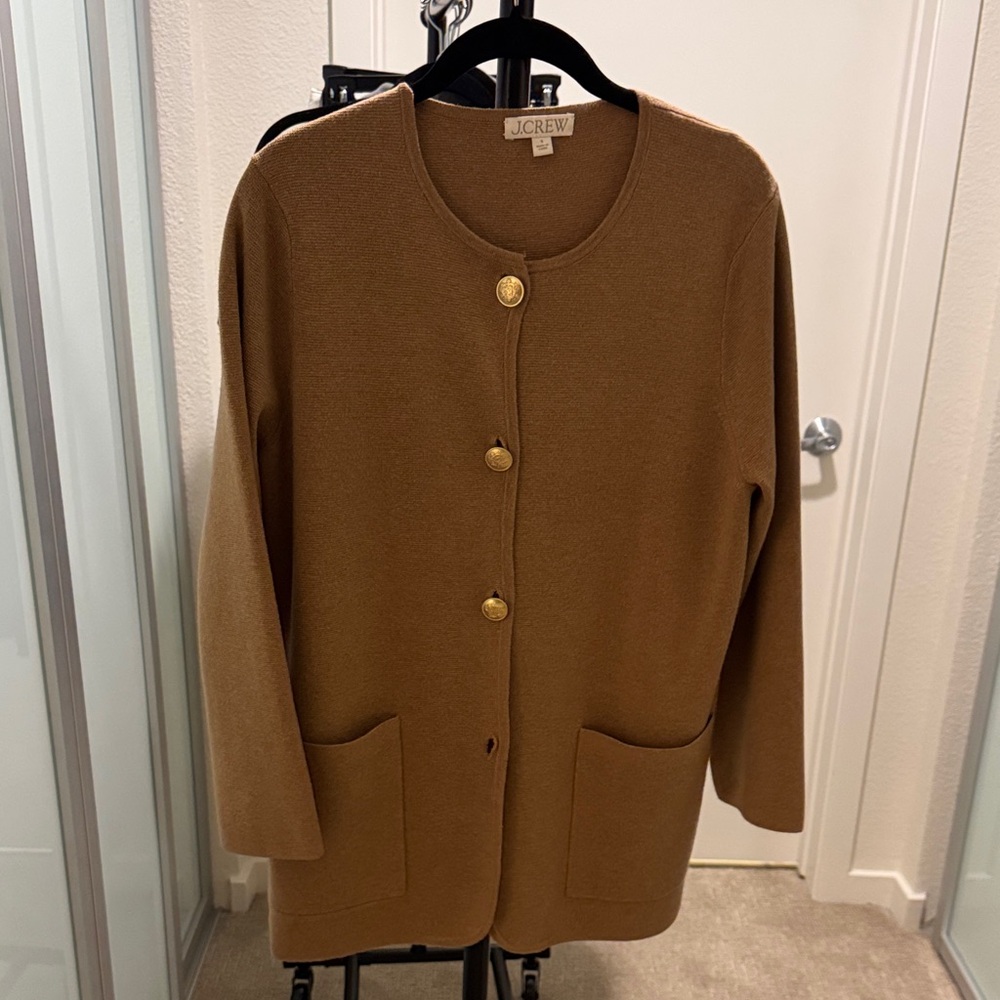 J. Crew Camel Brown Button-Front Pocket Cardigan